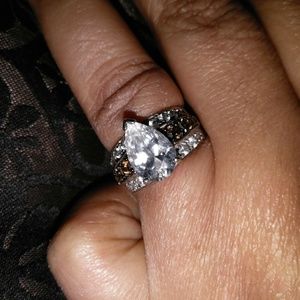 Sterling silver White & Chocolate Diamond Simulati